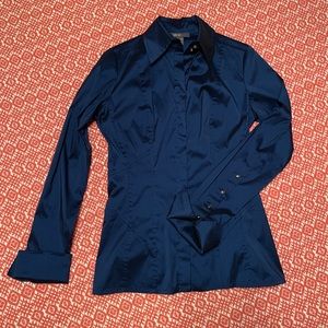 Per Se cuffed blouse size 6 beautiful blue